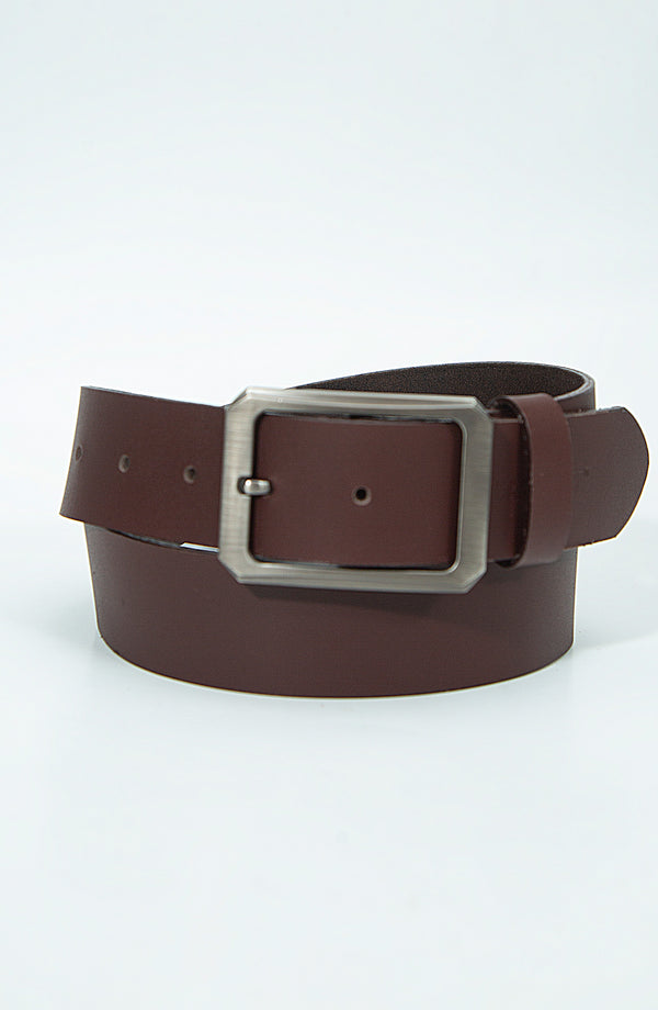 Casual Leather Belt - Maroon
