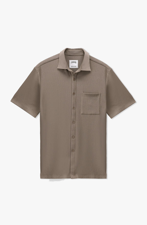 WAFFLE BUTTON  SHIRT - BROWN