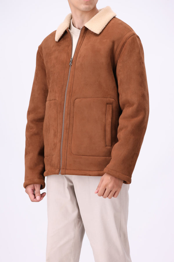 SHERPA COLLARED SUEDE JACKET