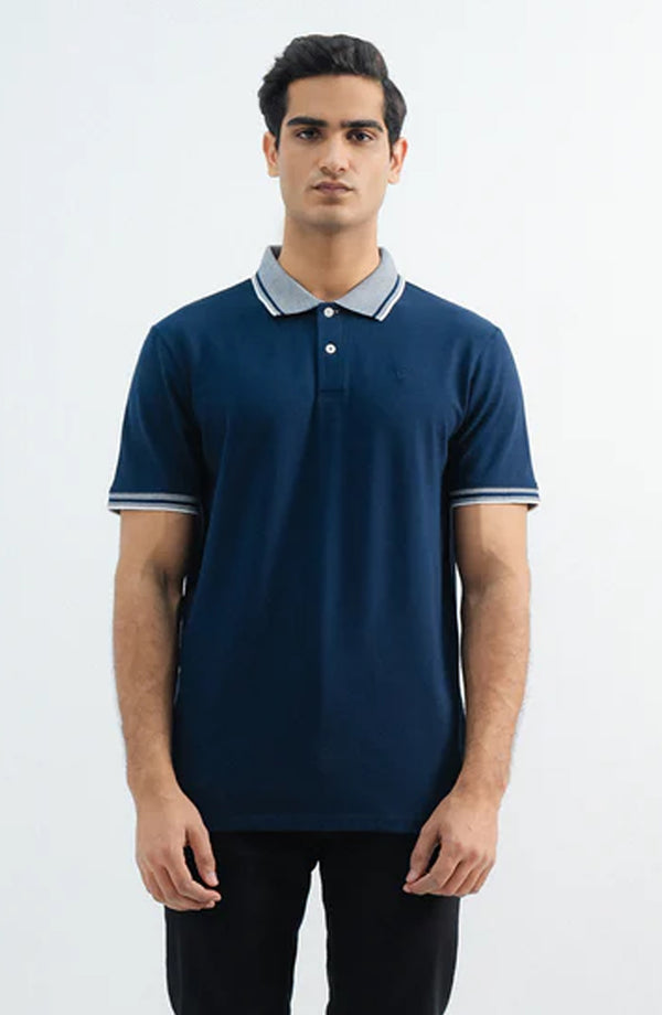 Stretch Navy Blue Polo Shirt
