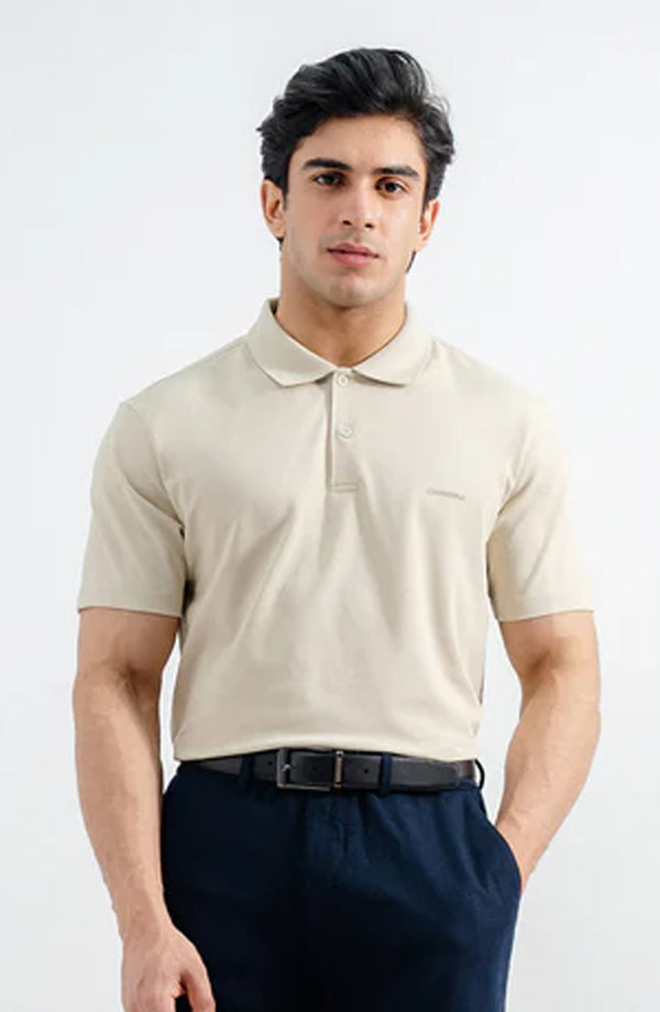 Performance Button Polo - Sand