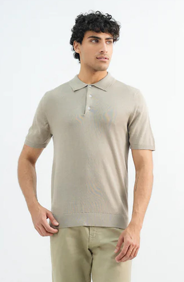 Wool Blend Polo - Sand