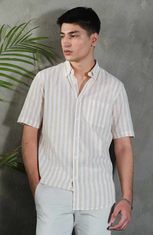 Half Sleeves Cotton Linen Shirt