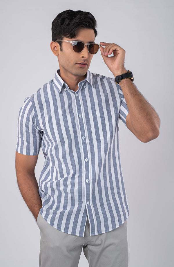 Grey Stripes Yarn Dyed Shirt