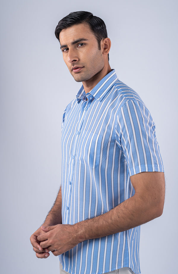 Light Blue Stripes Yarn Dyed Shirt