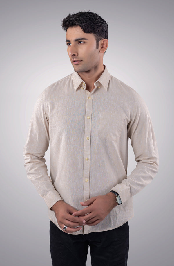 Beige Cotton Linen Shirt