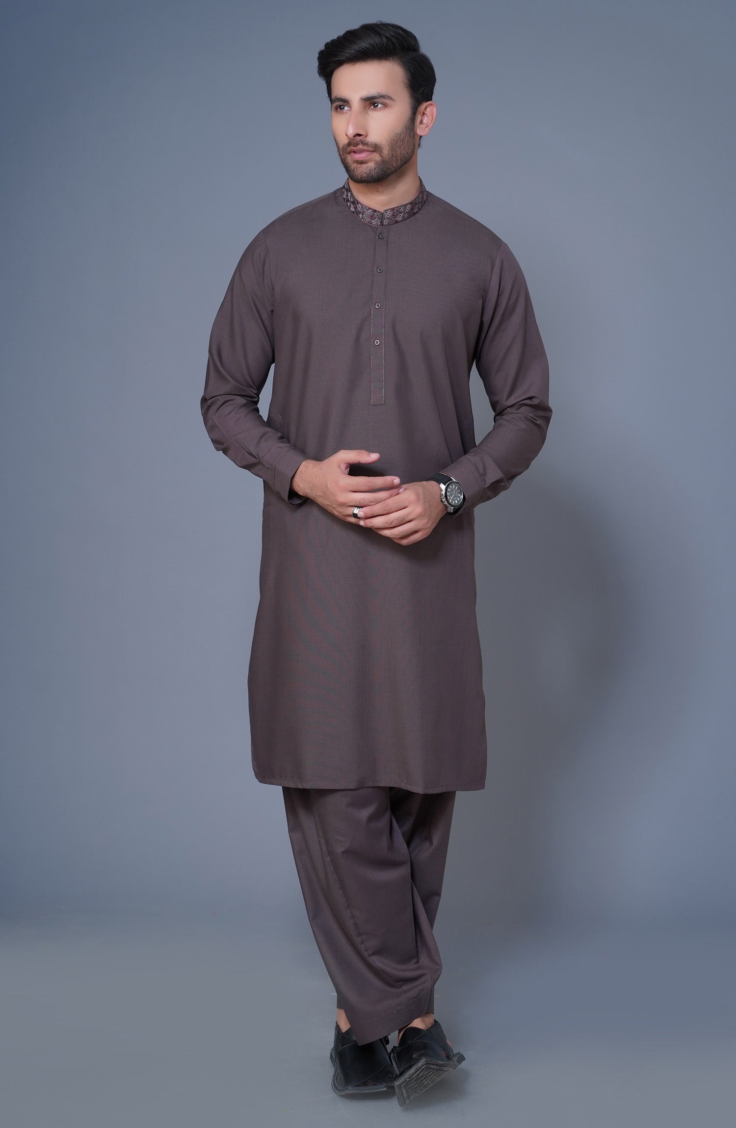 Dark Brown Fancy Kurta Shalwar