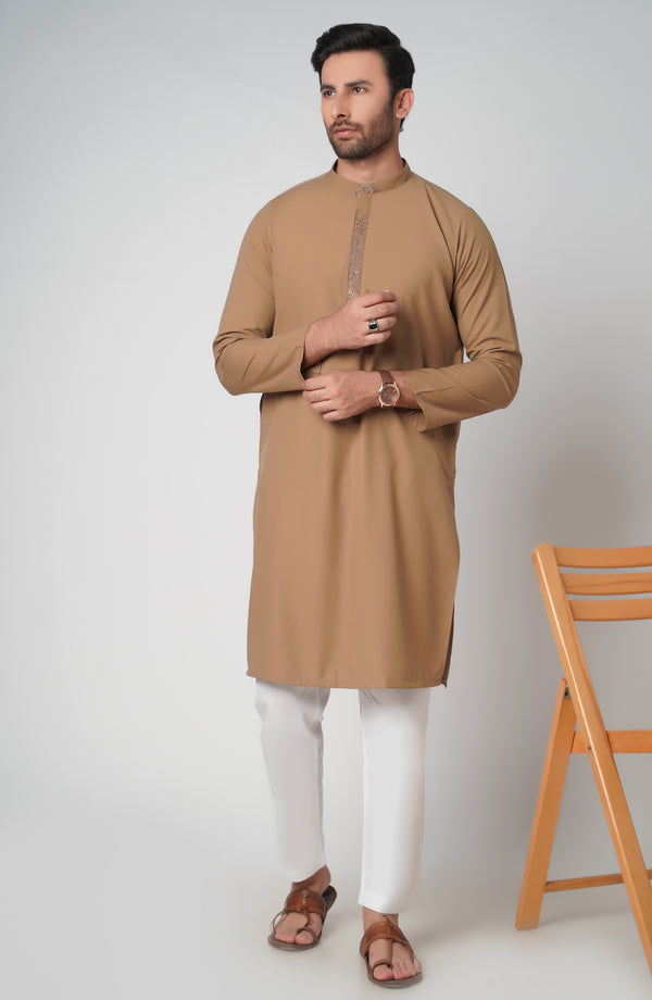 Mustard Embroidered Kurta