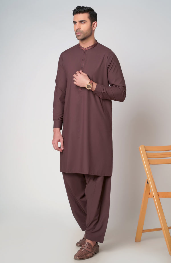Dark Brown Fancy Kurta Shalwar