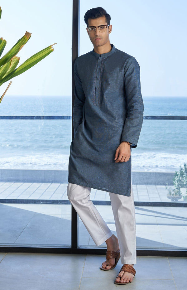 Embroidered Cotton Linen kurta