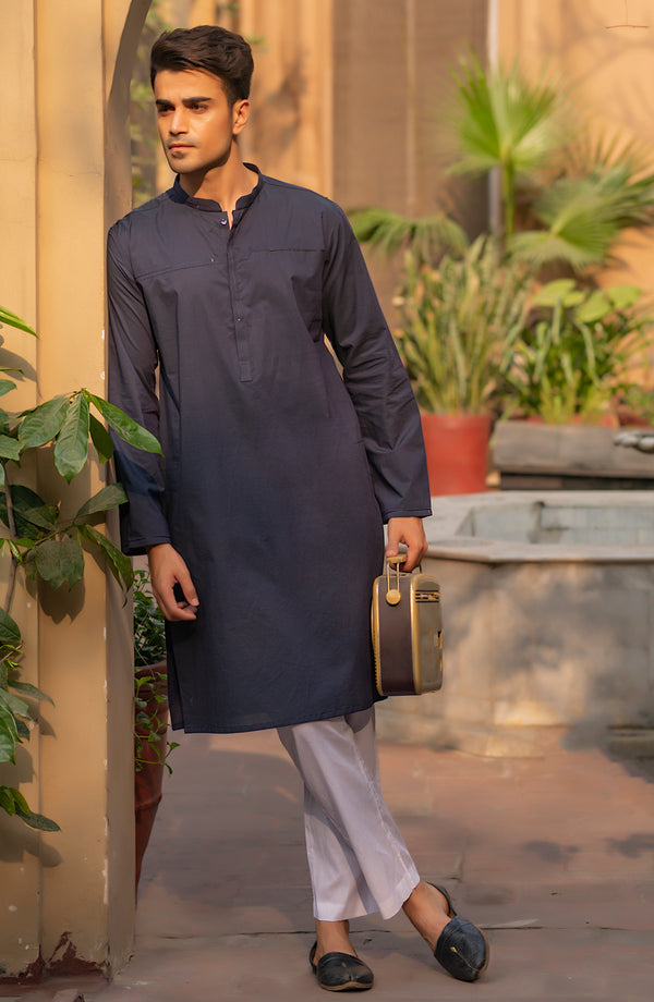 Dark Denim Navy Contrast Kurta