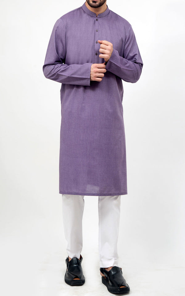 COTTON KURTA-LIGHT PURPLE (4681824829526)