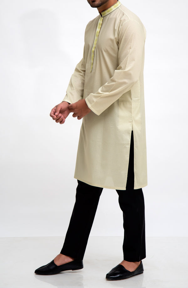 COTTON KURTA-Lime-Light