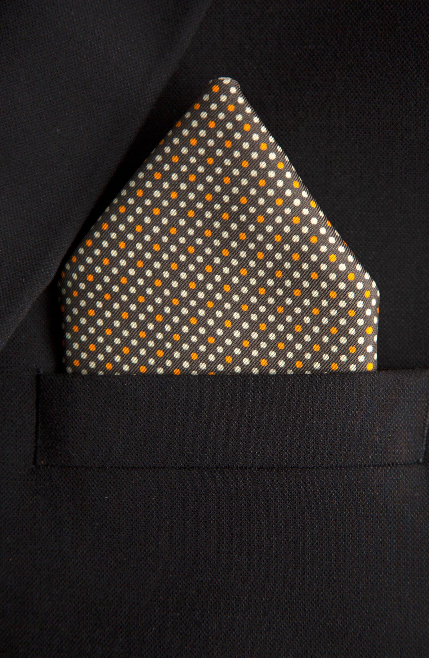 Silk Blend Pocket Accessory Black & Yellow Polka Dot Pocket Square With ...