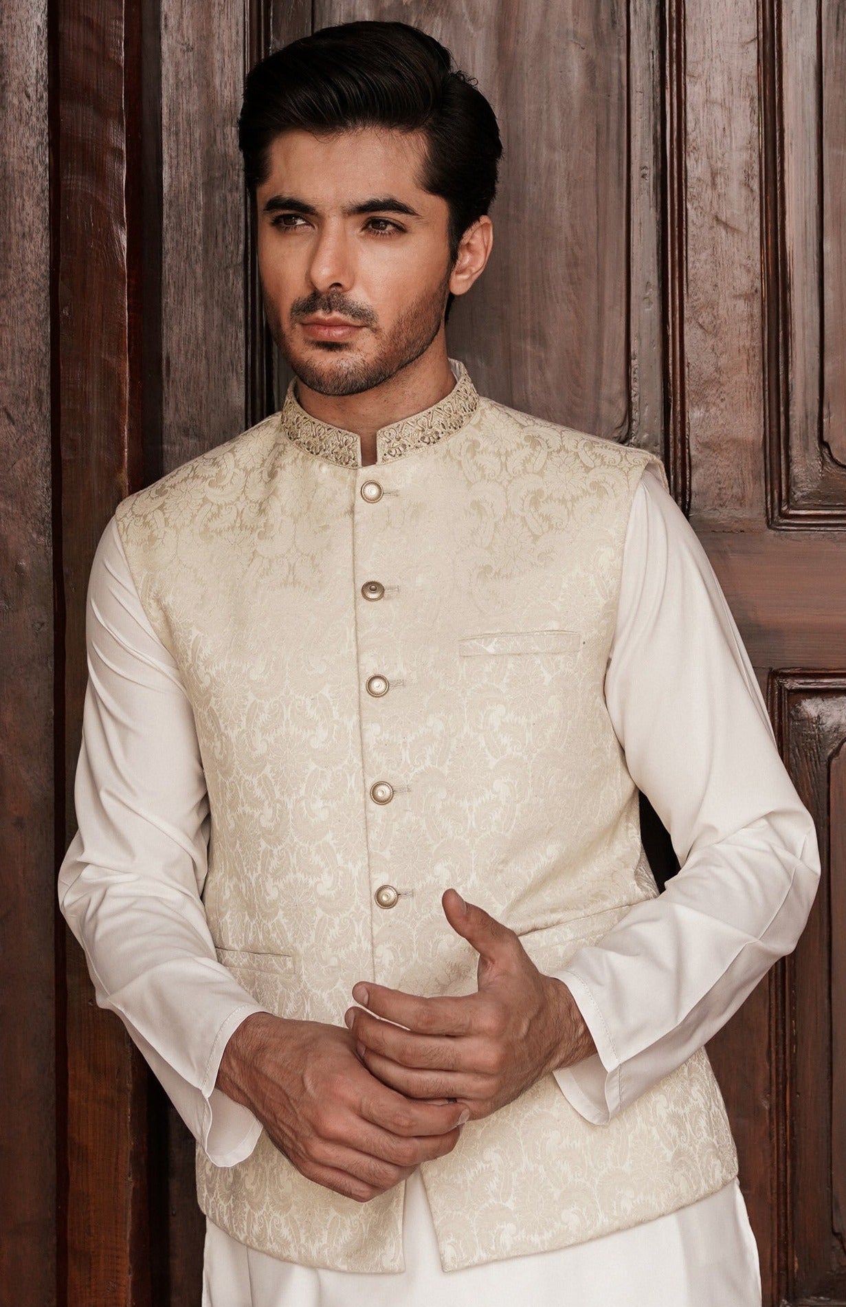 Embroidered Jamawar Waistcoat