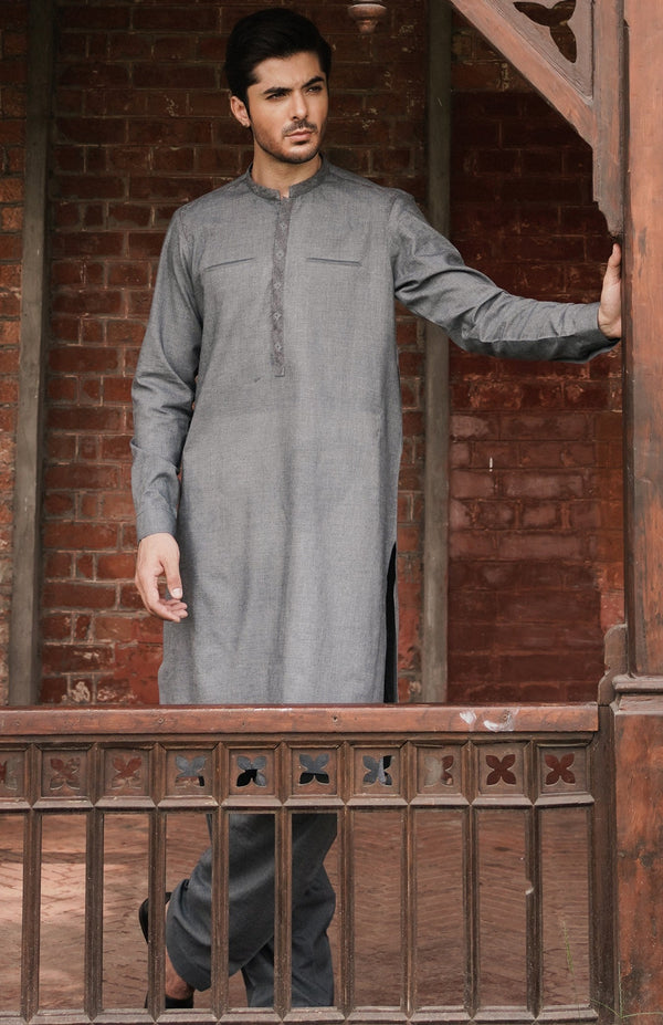 GREY EMBROIDERED SUIT