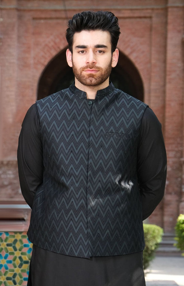 Embroidered Jamawar Waistcoat