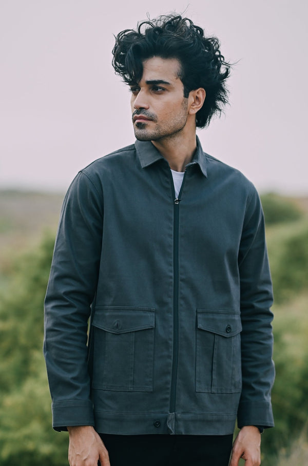 Charcoal Suede Cotton Jacket