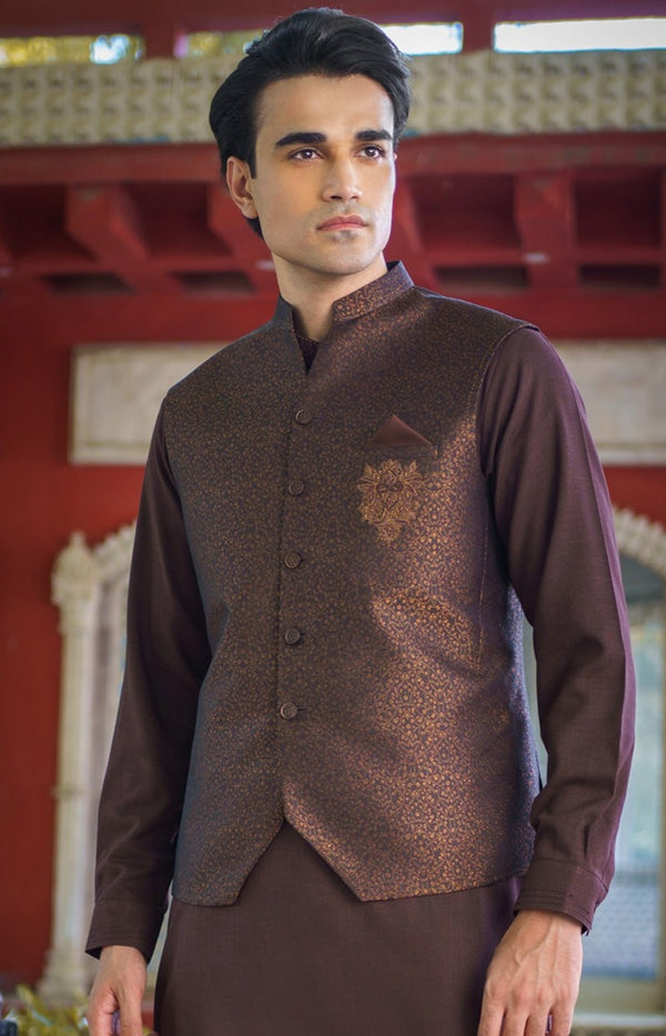 Jamawar Embroidered Waistcoat