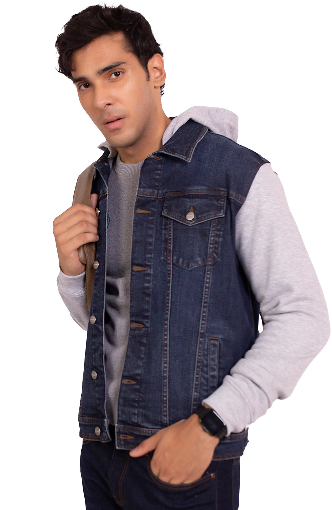 Navy Blue Hooded Denim Jacket – Cambridge Shop