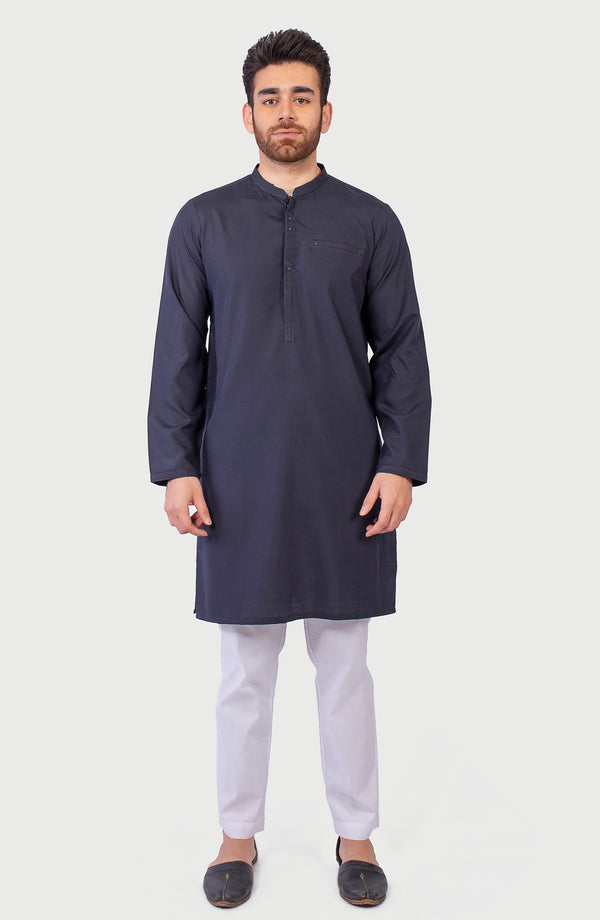 Cotton Slub Contrast Kurta