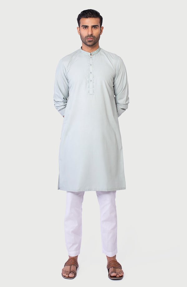 Cotton Slub Embroidered Kurta