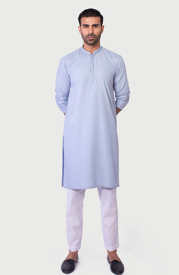 Cotton Slub Embroidered Kurta
