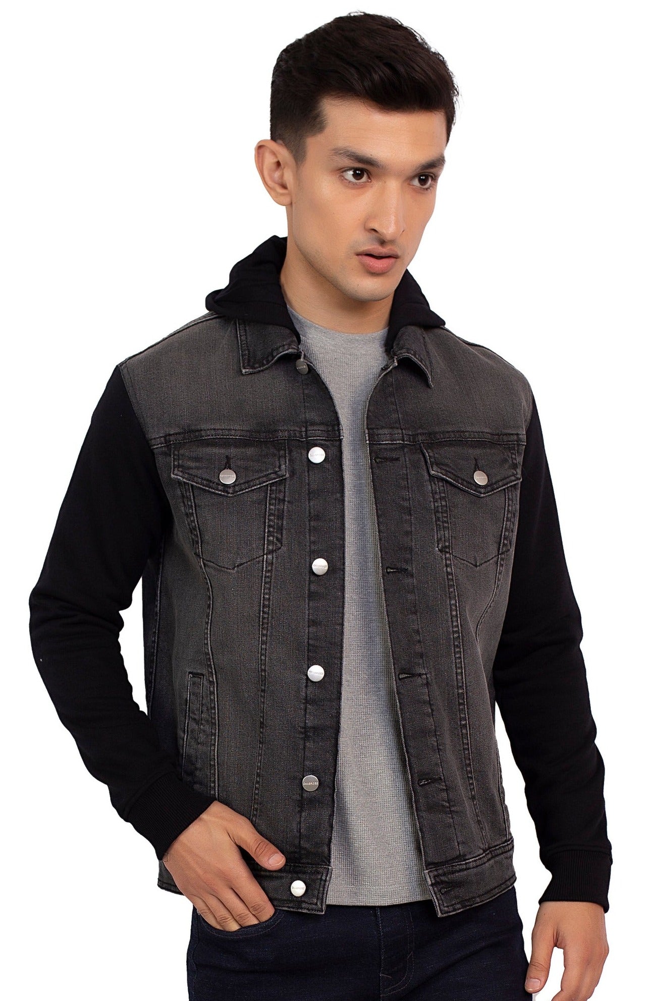 Black Hooded Denim Jacket – Cambridge Shop