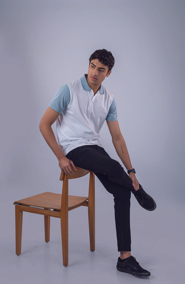 Grey Blue Cross Polo Shirt