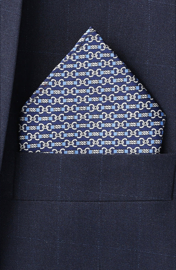 Blue Chain Pocket Square